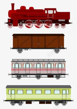车箱卡通手绘火车头与车箱高清图片