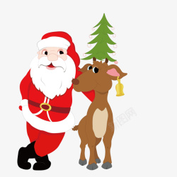 圣诞树卡圣诞老人驯鹿圣诞树高清图片