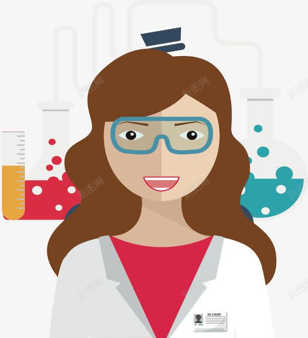 女性化学家png免抠素材_新图网 https://ixintu.com 化学实验 化学家 女化学家 玻璃仪器 矢量素材
