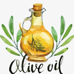 手绘一瓶橄榄油素材