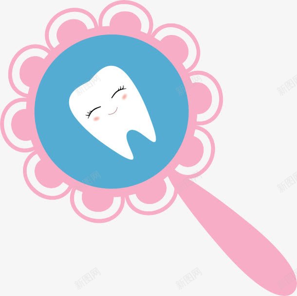 卡通牙齿图标png_新图网 https://ixintu.com logo 口腔标志 牙齿 诊所 镜子