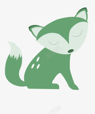 手绘卡通绿色小狐狸图标图标
