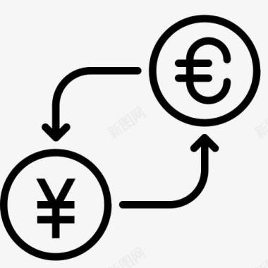 中国转换货币欧元钱以日元货币兑图标图标