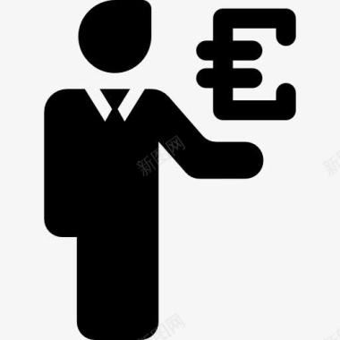 商人与欧元货币符号图标图标