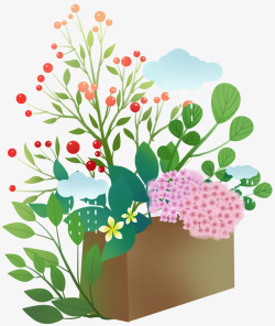 小清新装饰手绘植物花卉元素素材