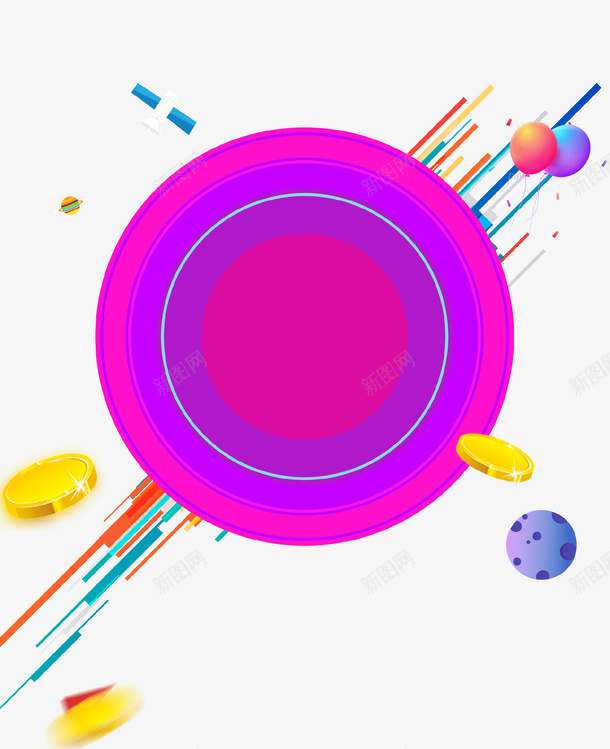 紫色创意圆形促销图标psd_新图网 https://ixintu.com 促销 创意设计 圆形 彩色 紫色背景 金币