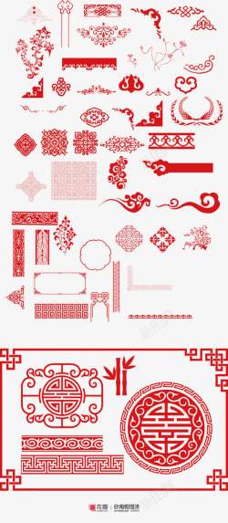 红色古典中国风艺术花纹素材