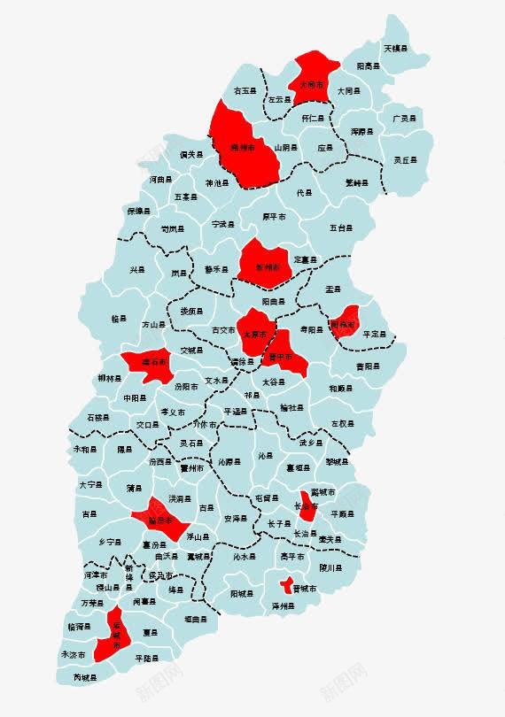 山西地图png免抠素材_新图网 https://ixintu.com 地图 城市 山西 山西地图