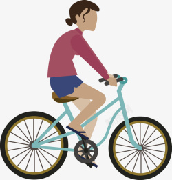 骑脚踏车的女孩矢量图素材