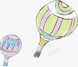 手绘彩色漫画热气球素材