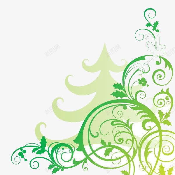 圣诞树和花边png免抠素材_新图网 https://ixintu.com 圣诞树 花纹 边框 钩花