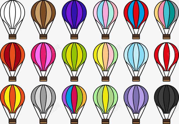 彩色热气球png免抠素材_新图网 https://ixintu.com 创意 条纹 热气球 白色 粉色 紫色 红色 蓝色