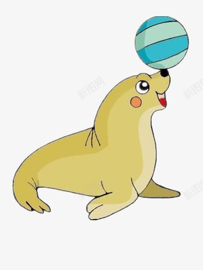 顶着皮球的海狮png免抠素材_新图网 https://ixintu.com 卡通 可爱 图片 海狮表演 顽皮