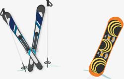 滑雪工具矢量图素材