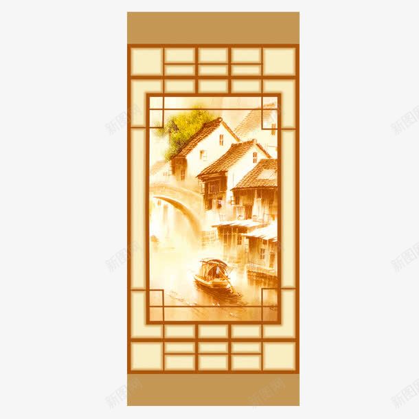景画psd免抠素材_新图网 https://ixintu.com 中国风 山水画 边框