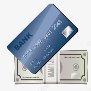 银行卡和钱矢量图图标图标