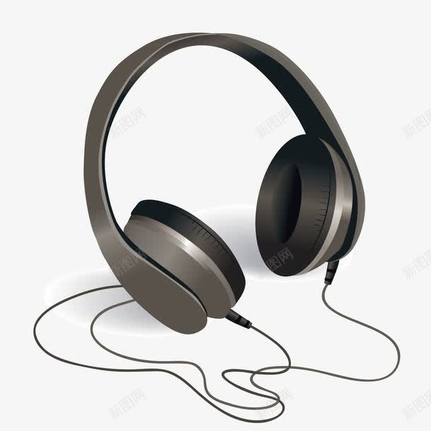 耳机png免抠素材_新图网 https://ixintu.com 3D PNG免抠图下载 听歌 插线耳机 音乐 黑色