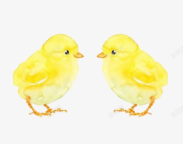 黄色的小鸡png免抠素材_新图网 https://ixintu.com 两只 卡通 可爱 家禽 小鸡 手绘 简图 黄色的