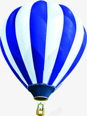 蓝色条纹的热气球png免抠素材_新图网 https://ixintu.com 条纹 热气球 蓝色