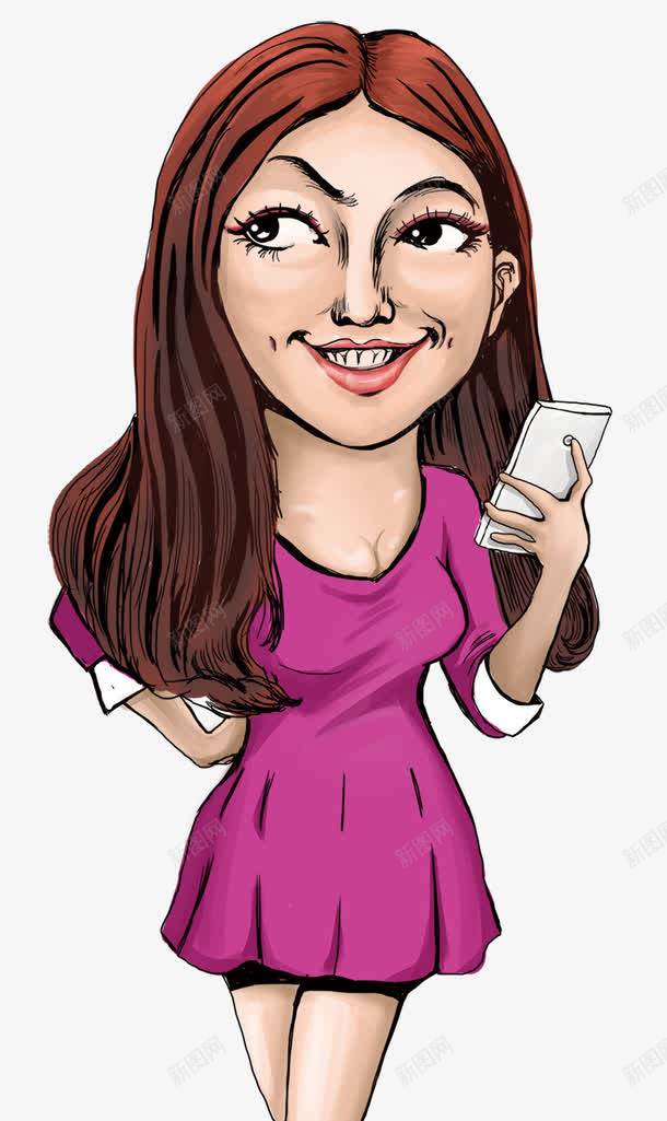 穿粉色衣服的女人png免抠素材_新图网 https://ixintu.com 卡通 女人 手机 漫画 粉色