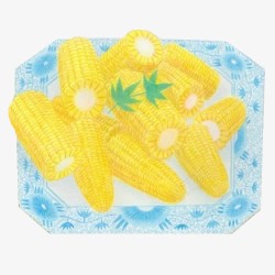 蓝色玉米煮玉米手绘画片高清图片