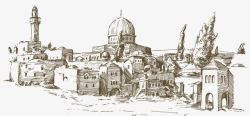 建筑城镇印度阿拉伯手绘印度古老城镇高清图片