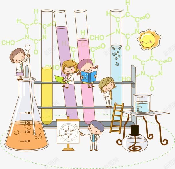 化学实验的学生矢量图ai免抠素材_新图网 https://ixintu.com 化学 化学实验 化学瓶 卡通学生 学生 梯子 矢量学生 矢量图