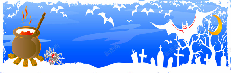 万圣节矢量图ai设计背景_新图网 https://ixintu.com banner 万圣节蝙蝠 海报banner 纹理 蓝色 质感 矢量图