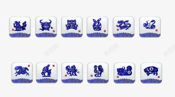 青花瓷十二生肖png免抠素材_新图网 https://ixintu.com 创意素材 动物 十二生肖素材 装饰图案素材 青花瓷素材