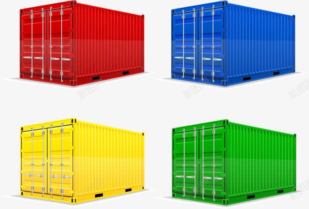 4款彩色集装箱png免抠素材_新图网 https://ixintu.com 彩色 红色 绿色 蓝色 集装箱 黄色