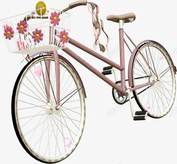 粉色单车png免抠素材_新图网 https://ixintu.com 交通工具 单车 粉色单车 脚踏车 自行车