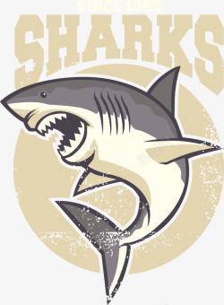 鲨鱼海报元素矢量图素材