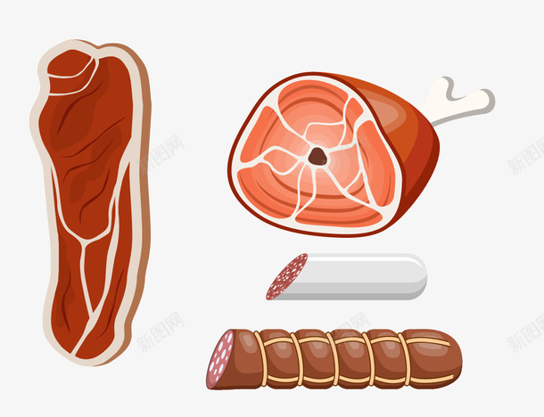 火腿烤肠psd免抠素材_新图网 https://ixintu.com 午餐肉 火腿 烤肠 瘦肉 美味食物 美食 西方食材 香肠