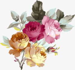 创意合成花卉植物水彩手绘素材