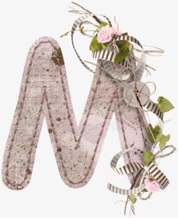 装饰元素m省略号花卉装饰字母M高清图片