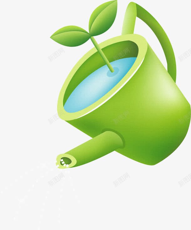 绿色水壶png免抠素材_新图网 https://ixintu.com 卡通 手绘 水壶 浇水 绿色