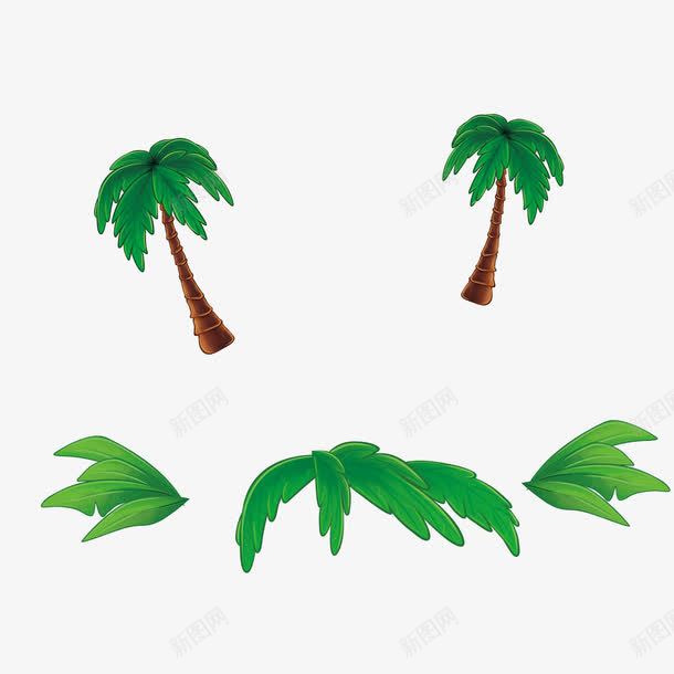 绿色卡通植物椰子树png免抠素材_新图网 https://ixintu.com 卡通 植物 椰子树 绿色叶子 背景装饰