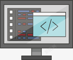 计算机代码编程灰色电脑网络编程矢量图高清图片