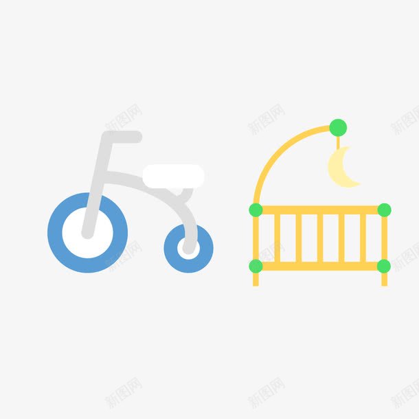 彩色儿童玩具自行车摇摇床png免抠素材_新图网 https://ixintu.com 儿童 儿童自行车 彩色 玩具 自行车