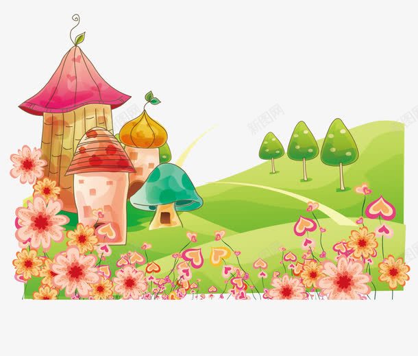 梦幻蘑菇房子卡通动画蘑菇png免抠素材_新图网 https://ixintu.com 动画 卡通蘑菇 可爱房子 童话