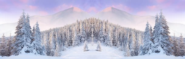 紫色梦幻雪景背景banner背景