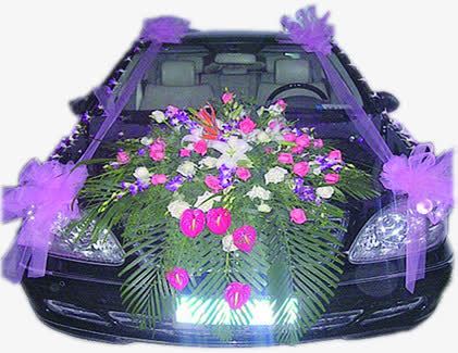 紫色彩带花朵装扮婚车png免抠素材_新图网 https://ixintu.com 彩带 紫色 花朵 装扮