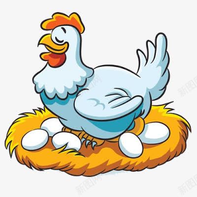 卡通孵蛋的母鸡png免抠素材_新图网 https://ixintu.com 卡通 手绘 母鸡 白色 鸡蛋