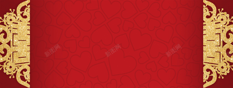 中式婚礼喜字纹理红色banner背景