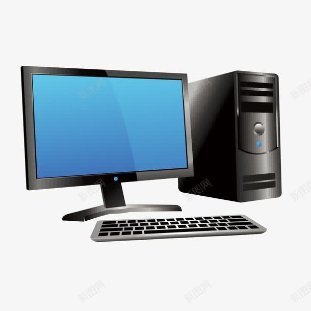 台式电脑png免抠素材_新图网 https://ixintu.com 主机 台式电脑 显示器 电脑 键盘