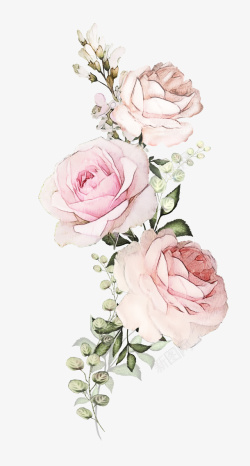 手绘创意粉色花朵素材