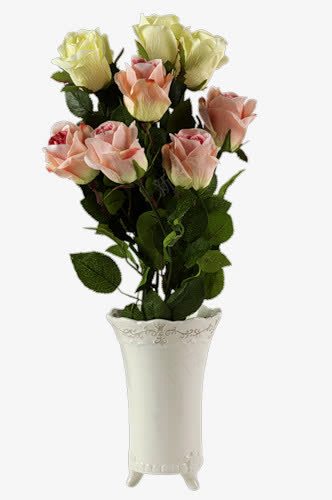 花瓶里的彩色玫瑰png免抠素材_新图网 https://ixintu.com 嫩黄 彩色 玫瑰 粉色 花瓶