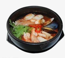 花蛤虾汤产品实物麻辣三鲜砂锅虾花蛤鱿鱼高清图片