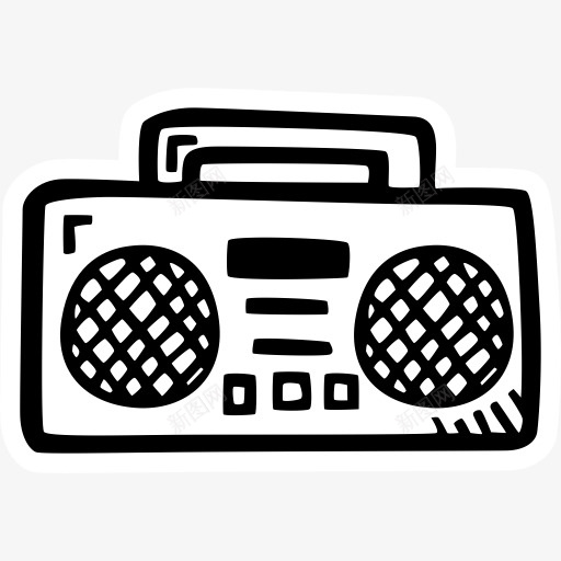 单放机音乐方声音新的一年的手绘图标png_新图网 https://ixintu.com Boombox music party sound 单放机 单放机音乐方声音新的一年的手绘贴纸免费下载 声音 方 音乐