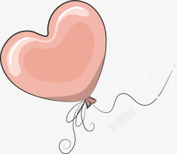 卡通手绘粉色爱心气球矢量图素材